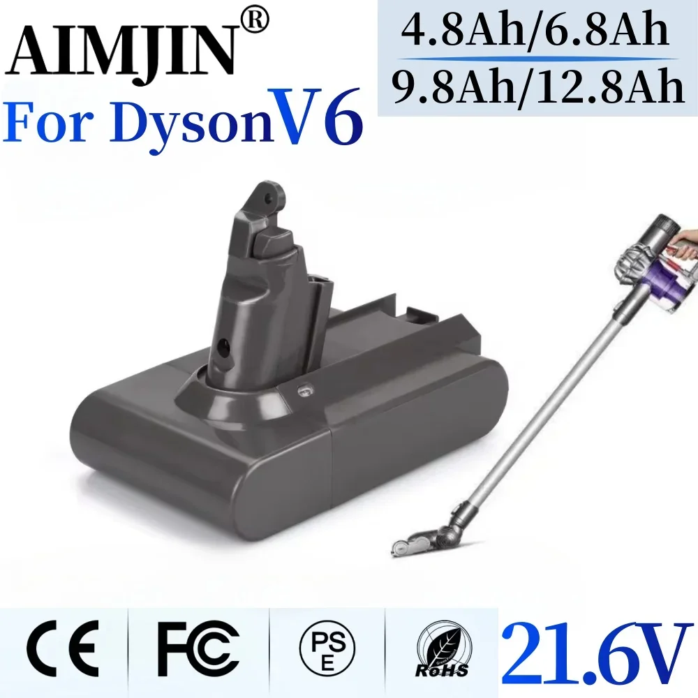 21.6V 4.8Ah-12.8Ah Replacement Battery for Dyson Li-ion Vacuum Cleaner SV09 SV07 SV03 DC58 DC61 DC62 DC74 V6 965874-02Animal Bat