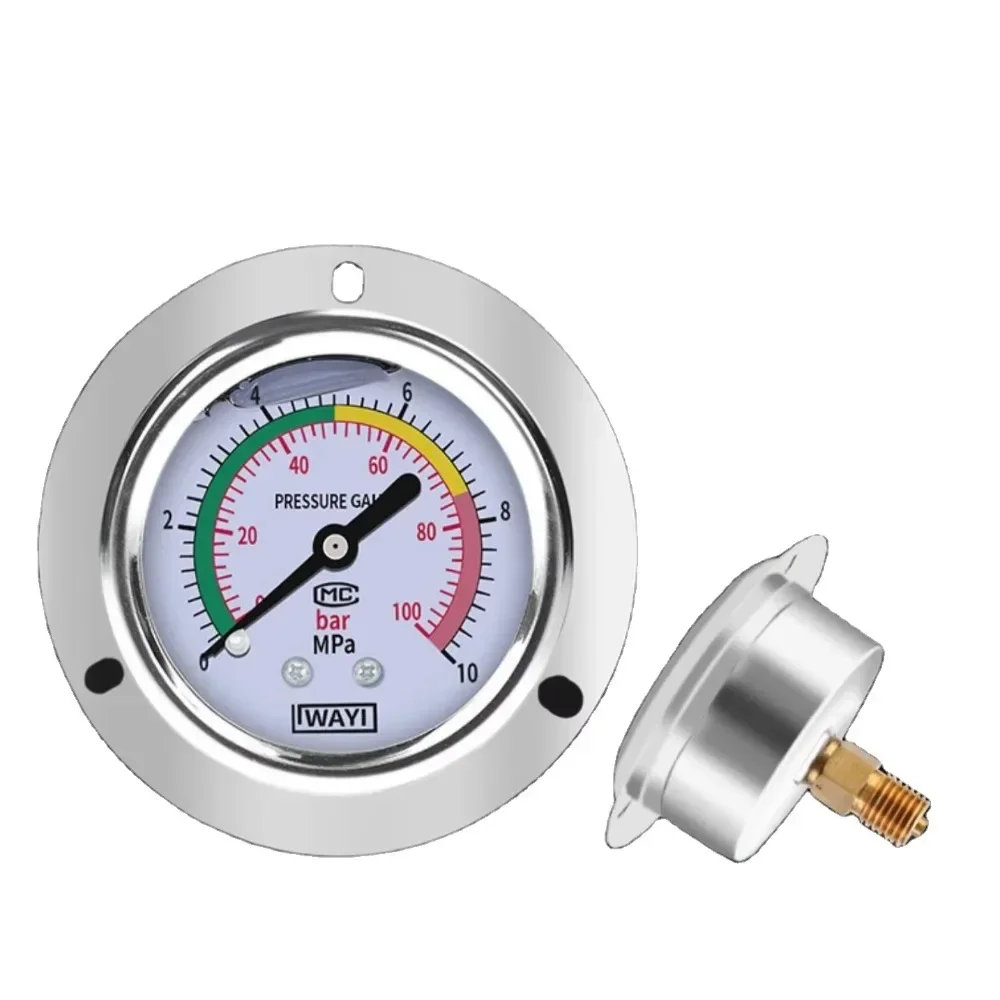 Axial edge shock-resistant pressure gauge liquid oil water   stainless steel air