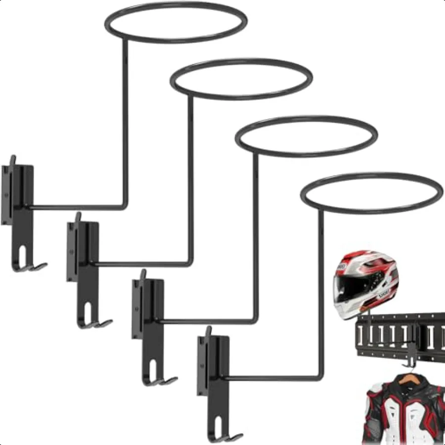 

4 pcs E Track Helmet Holder E Track Motorcycle Helmet Rack with 2 Hooks ETrack Metal Helmet Hanger for Motorcycle Bike Coats Ca