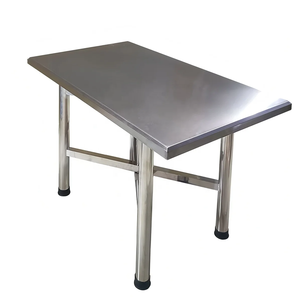 Heavy-Duty Detachable Folding Legs Table Stainless Steel Rectangle Dining Tables for Indoor/Outdoor Travel Hotel Restaurant Use