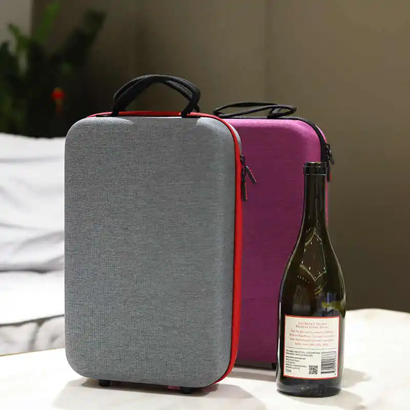 Outdoor Red Wine Bottle Storage Bag High-end Gift Box Red Wine Portable Packaging Empty Box 2 Pieces Protective Box