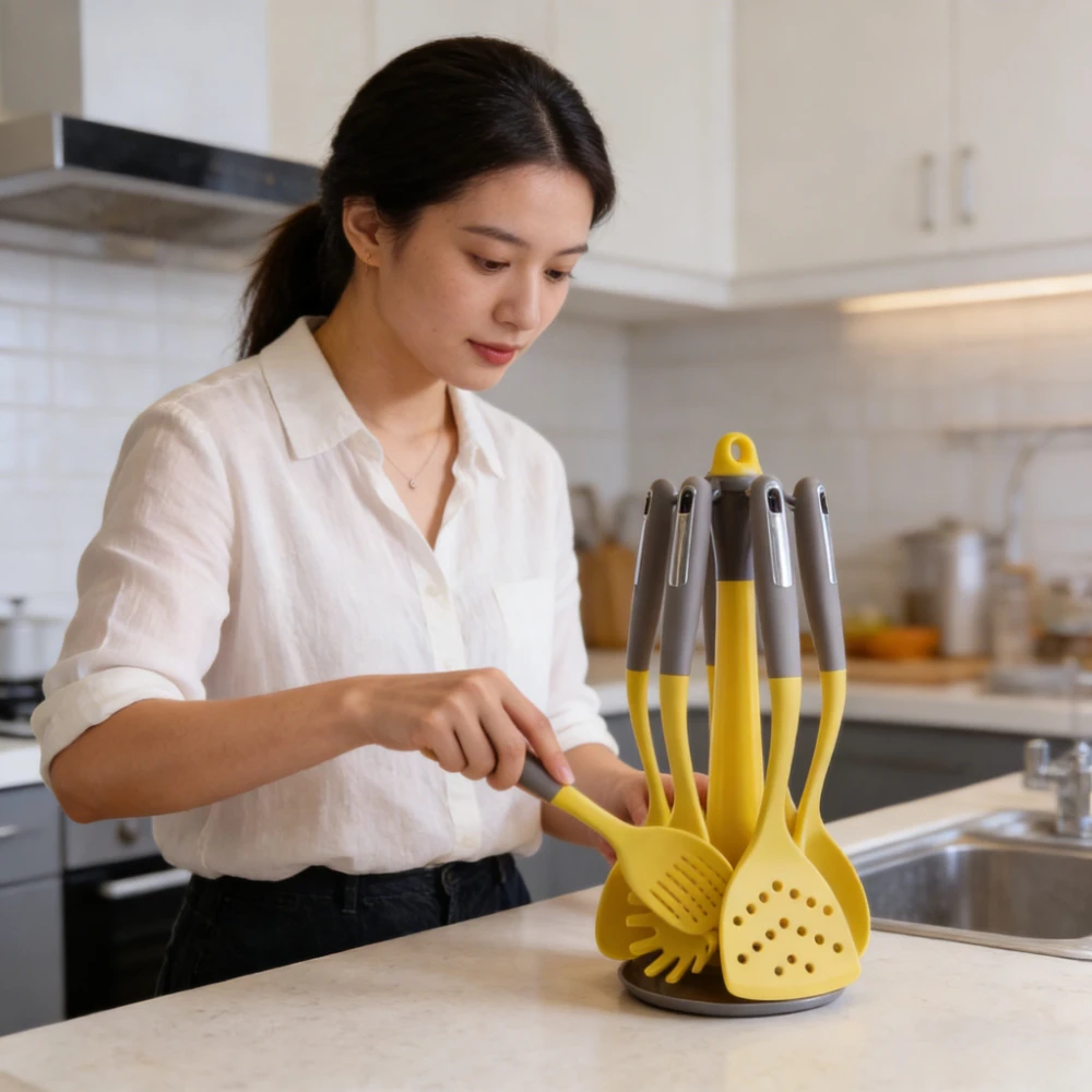 

7pcs/1set Creative Food-grade Silicone Spatula Set,household Non-stick Pans, High-temperature Resistant Soup Spoon,cooking Tools