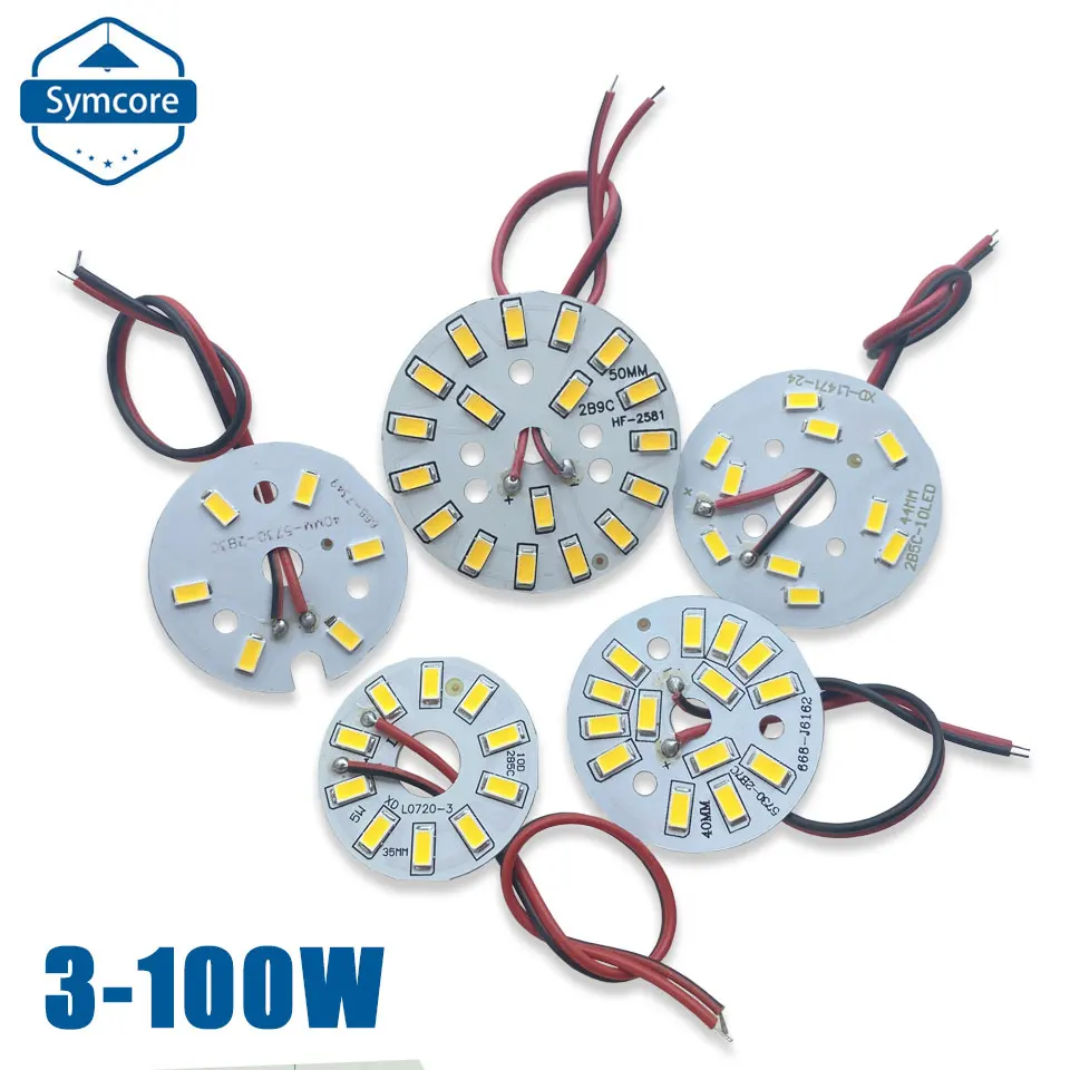 

LED SMD5730 Chip 3W 5W 7W 9W 12W 15W 18W 24W 36W Light Board LED Lamp Panel With Wire For LED Bulb Downlight LED Spotlight