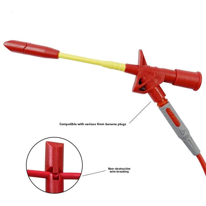 Multi meter probe hook 4mm banana socket, no breakage wire, quick puncture steel needle line detection probe