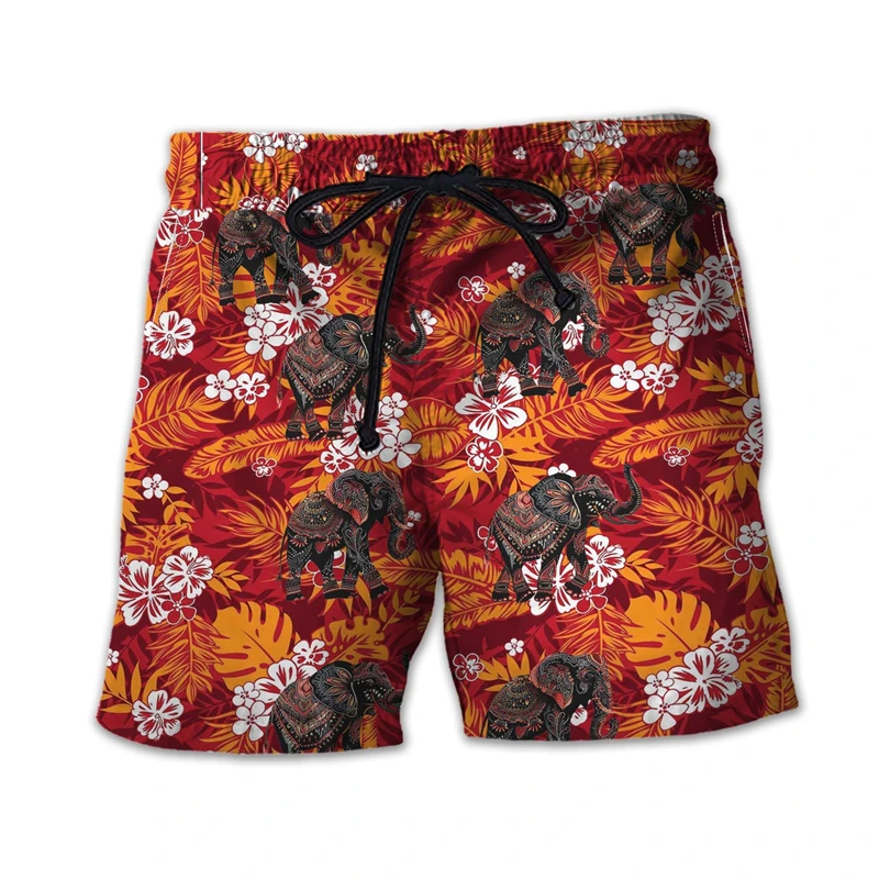 Divertenti Boardshorts con grafica elefante pantaloni corti hawaiani Casual per uomo vestiti Hip Hop Boy Beach Shorts Zoo Animal tronchi maschili