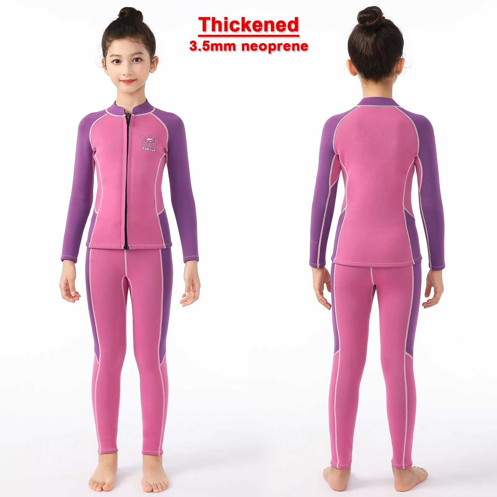 3.5mm Neoprene Two-Piece Kids Wetsuit Thicked Long Sleeve Swiming Wear Anti-UV Warm Diving Thermal Boys Girls Snorkelling Suits