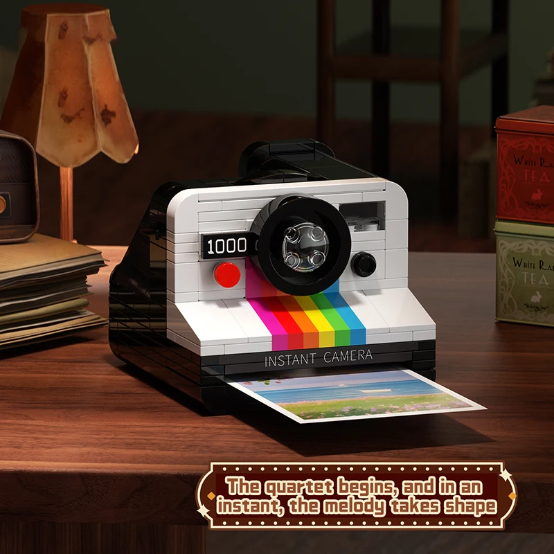 Retro Vintage and Home appliance Building Block Sets Record Player Film Polaroid Camera Arcade Game Machine Model Toy Kits