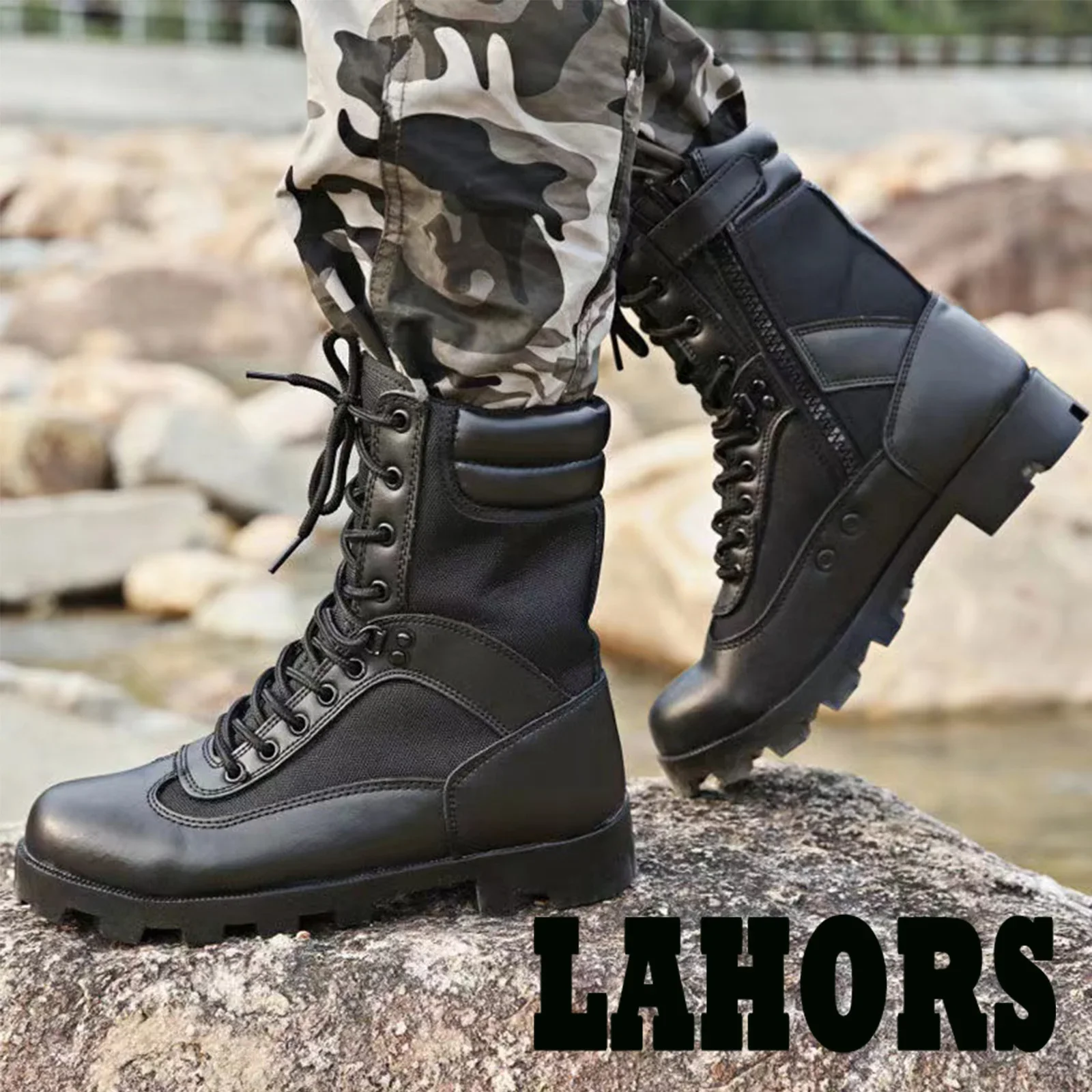 LAHORS® Leather Man Tactical Boots Sport Hiking Shoes Outdoor Ankle Desert Combat Boots Work Safety Shoes Botas Hombre image 5