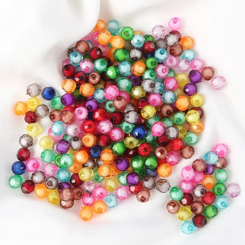 50pcs 8mm Acrylic Loose Spacer Beads Round perforate colorful Beads for Jewelry Making DIY Bracelet Necklace Accessories