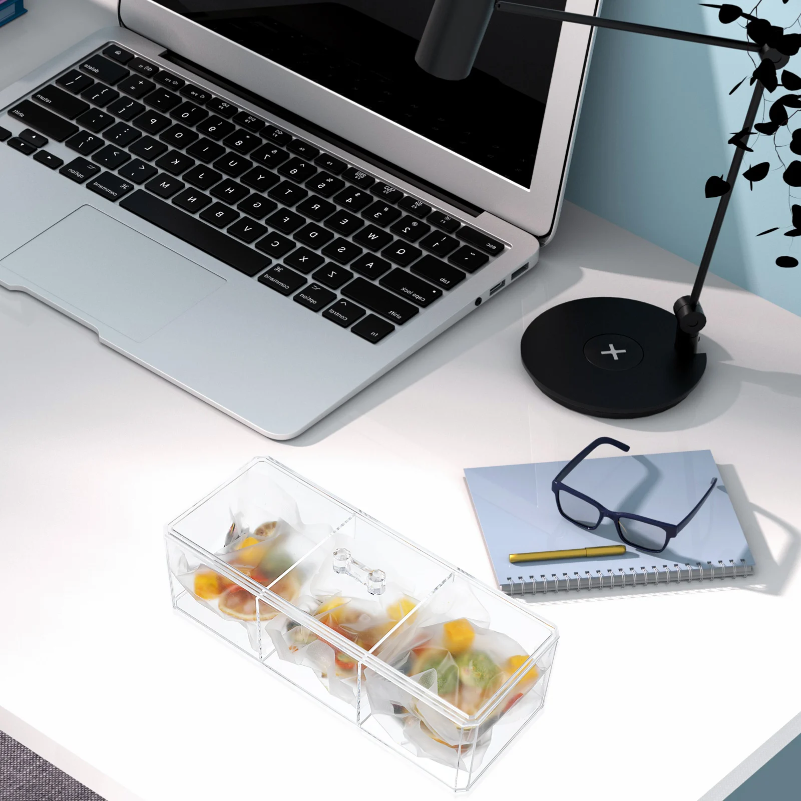 

Clear Tea Bag Organizer Box with Lid Divided Storage Chest for Pantry Kitchen Office Coffee Tea Pantry Organization and Storage