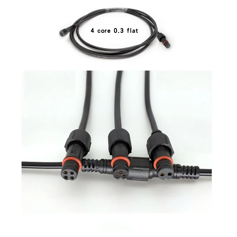 Waterproof Connector IP68 Elongated Extension Line 234 Core 22AWG 0.3 Square 2pin 3pin 4pin Wire Connector with Wire 0.5m 1m 5m