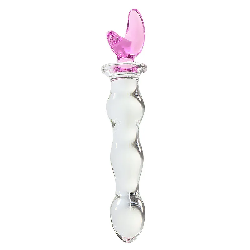 Cute Pink Smooth Crystal Glass Anal Plug Vaginal Anal Beads Dildos Plug Massage Masturbation Adult Sex Toys For WomenMen