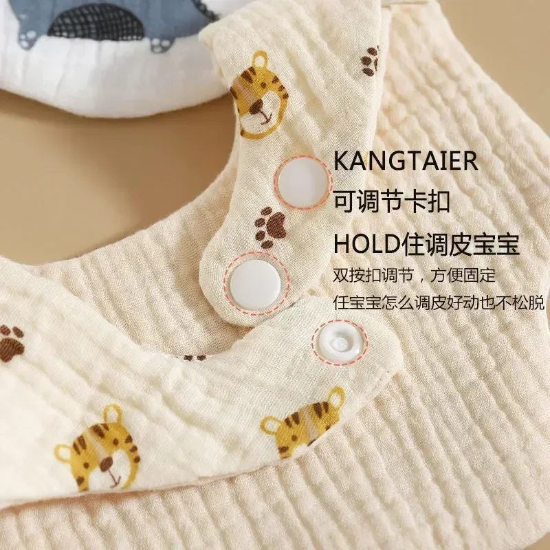 Cute U-type Baby Bibs Embroidery Lace Cute Cartoon Animal Cotton Gauze Six Layers Soft Cotton Burp Cloth Feeding Baby Items