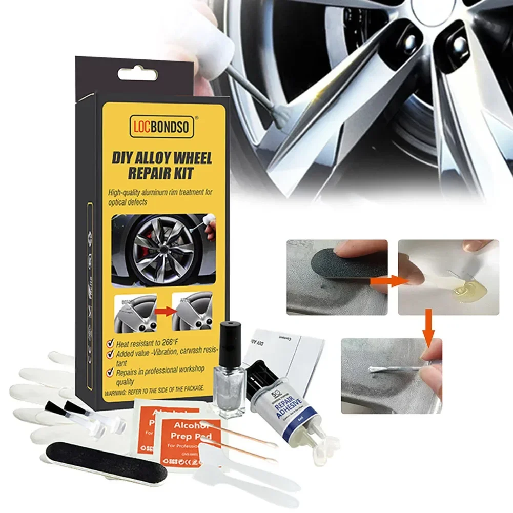 Aluminum Alloy Car Wheel Repair Kit Washable Auto Wheel Rims Repair Tool Set Dent Scratch Restore Wheel Rim care Accessories