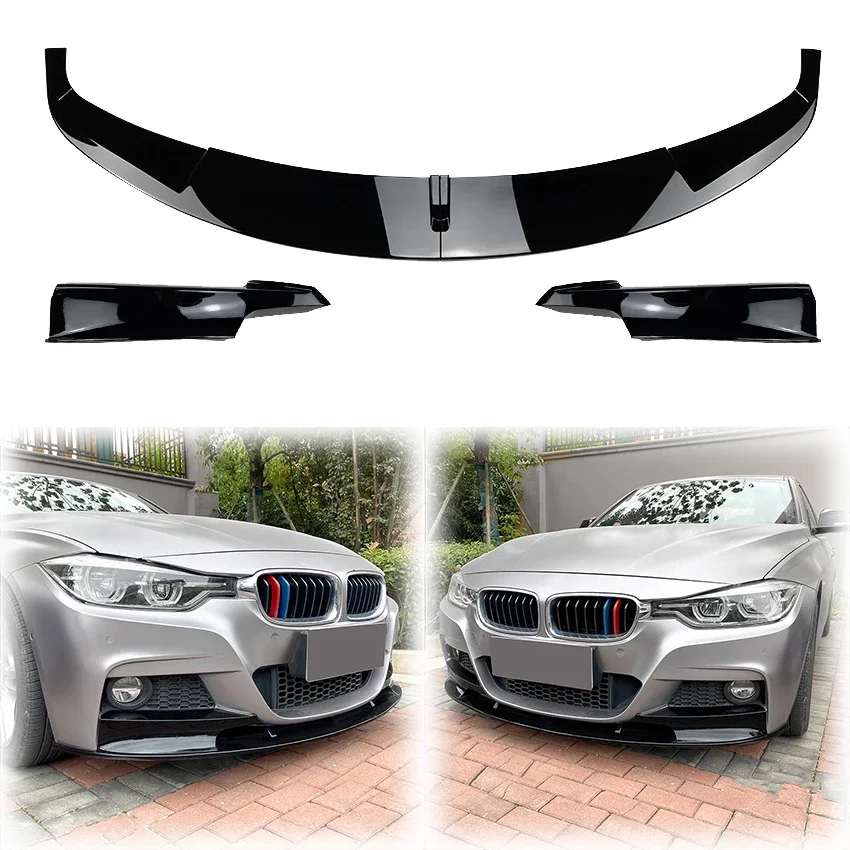 

4X 2012 To 2018 For BMW3 Series F30 F31 M-Tech Front Bumper Spoiler Splitter Lip Chin Bumper Body Kits Aprons By Gloss Black ABS