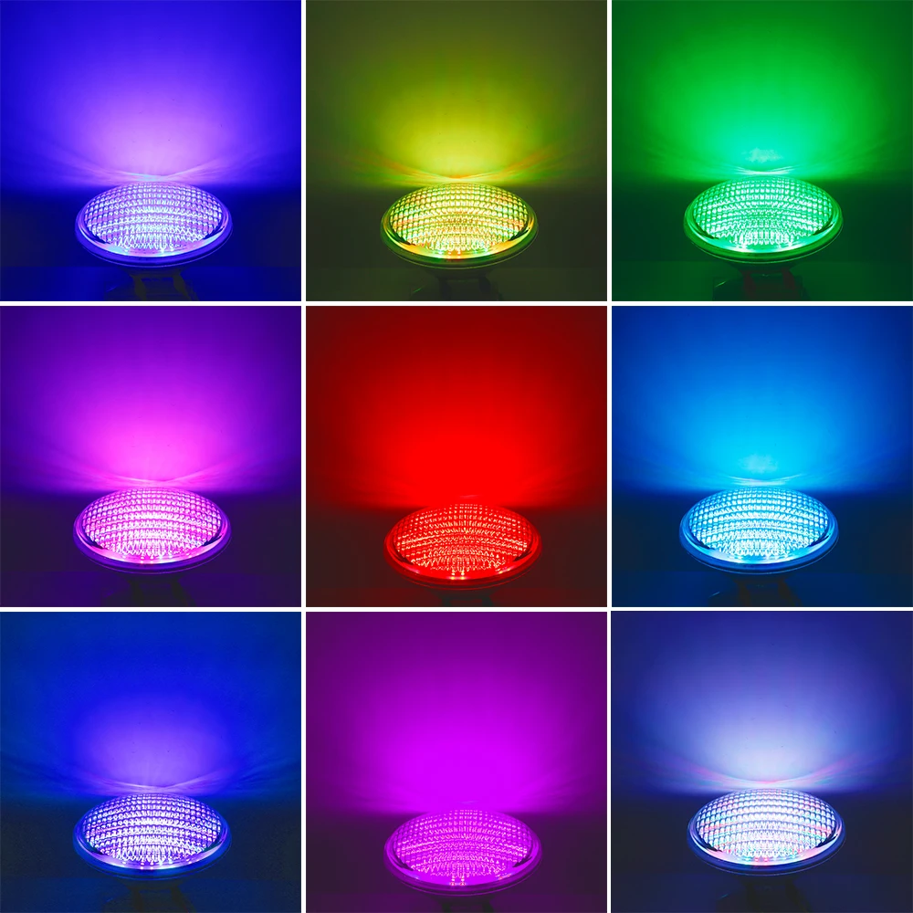 Luz submersível LED com controle remoto, lâmpada subaquática RGB, luz de piscina, multi cor, ao ar livre, AC12, IP68, PAR56