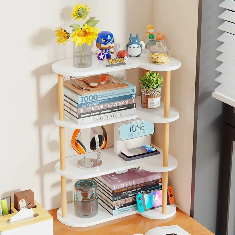 AOLIVIYA Corner Desk Bookshelf Cabinet Library Shelves Bookcase Storage Rack Vertical Display Organizer Layered Stand