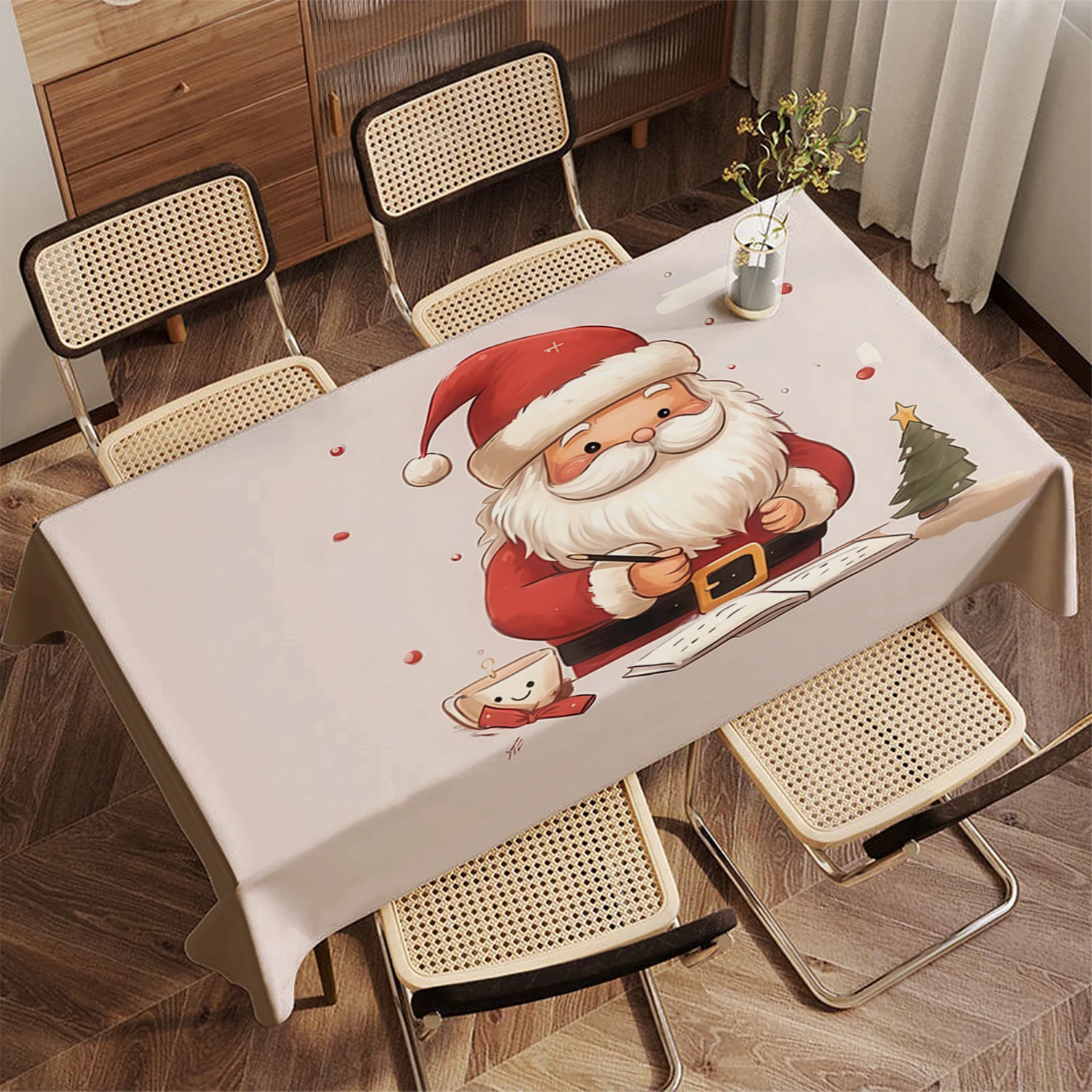 Santa Claus Cartoon Tablecloth Restaurant Kitchen Tablecloth Living Room Home Decoration Rectangular Party Decoration