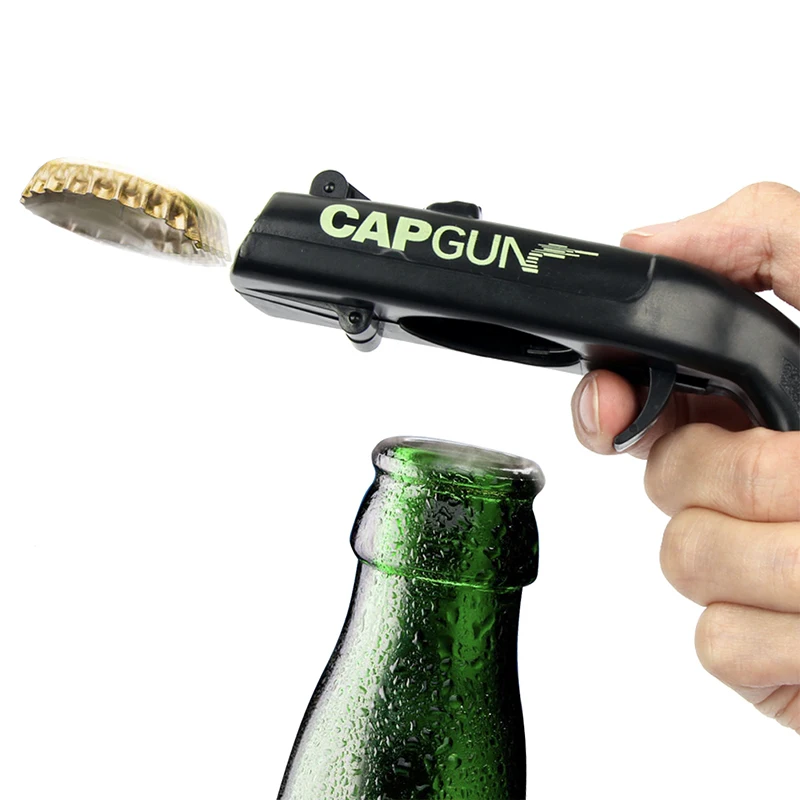 Creative Can Opener Spring Cap Catapult Launcher Gun Shape Bar Tool Drink Opening Shooter Beer Bottle Opener Kitchen Gadget Set