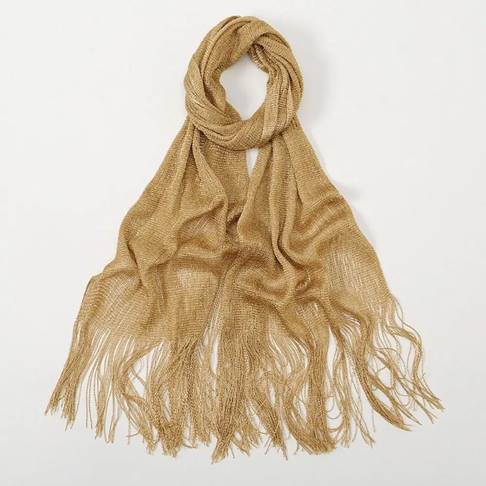 Summer Sun Protection Scarf Tassels Temperament Dresses Shawls Gold Silver Elegant Wedding Scarf for Women