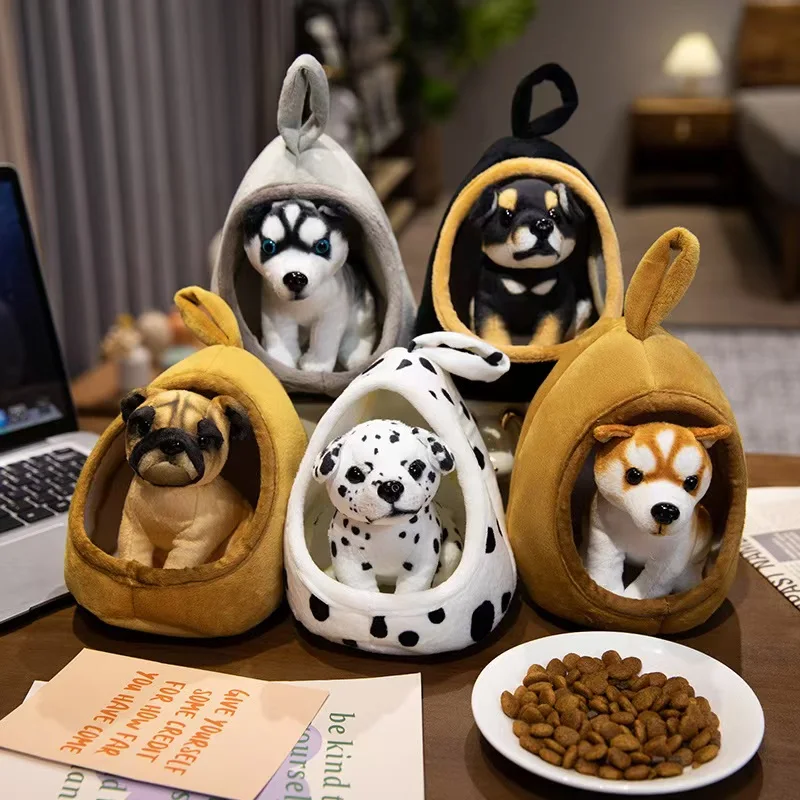 Dogs and kennel plush toy puppies can leave the kennel soft and lovely stuffed animals are a surprise gift for children