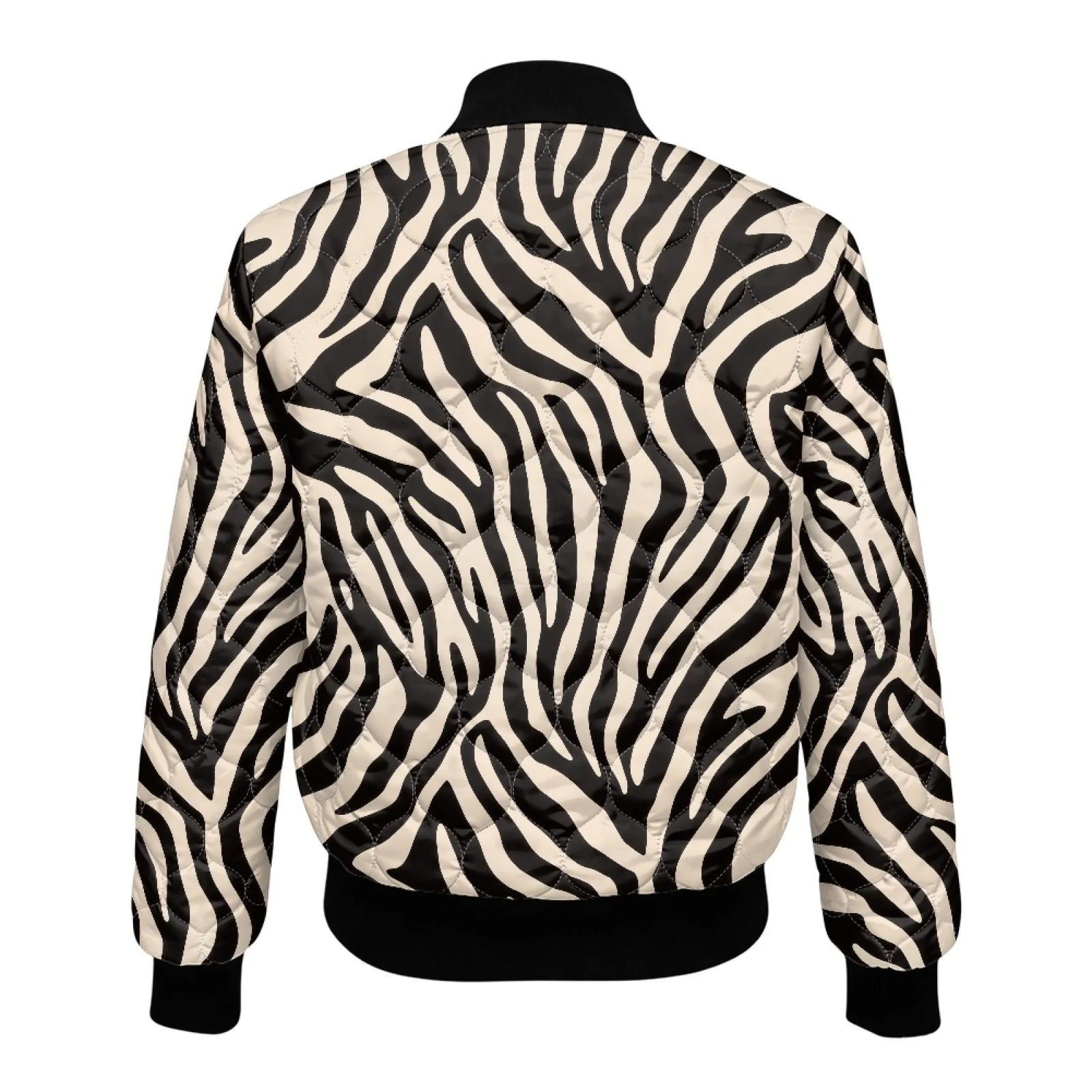 PENSTROLL Zebra Print Ladies Warm Quilted Padded Short Zip Outer Coat Windproof Winter Outerwear Coats for Travel