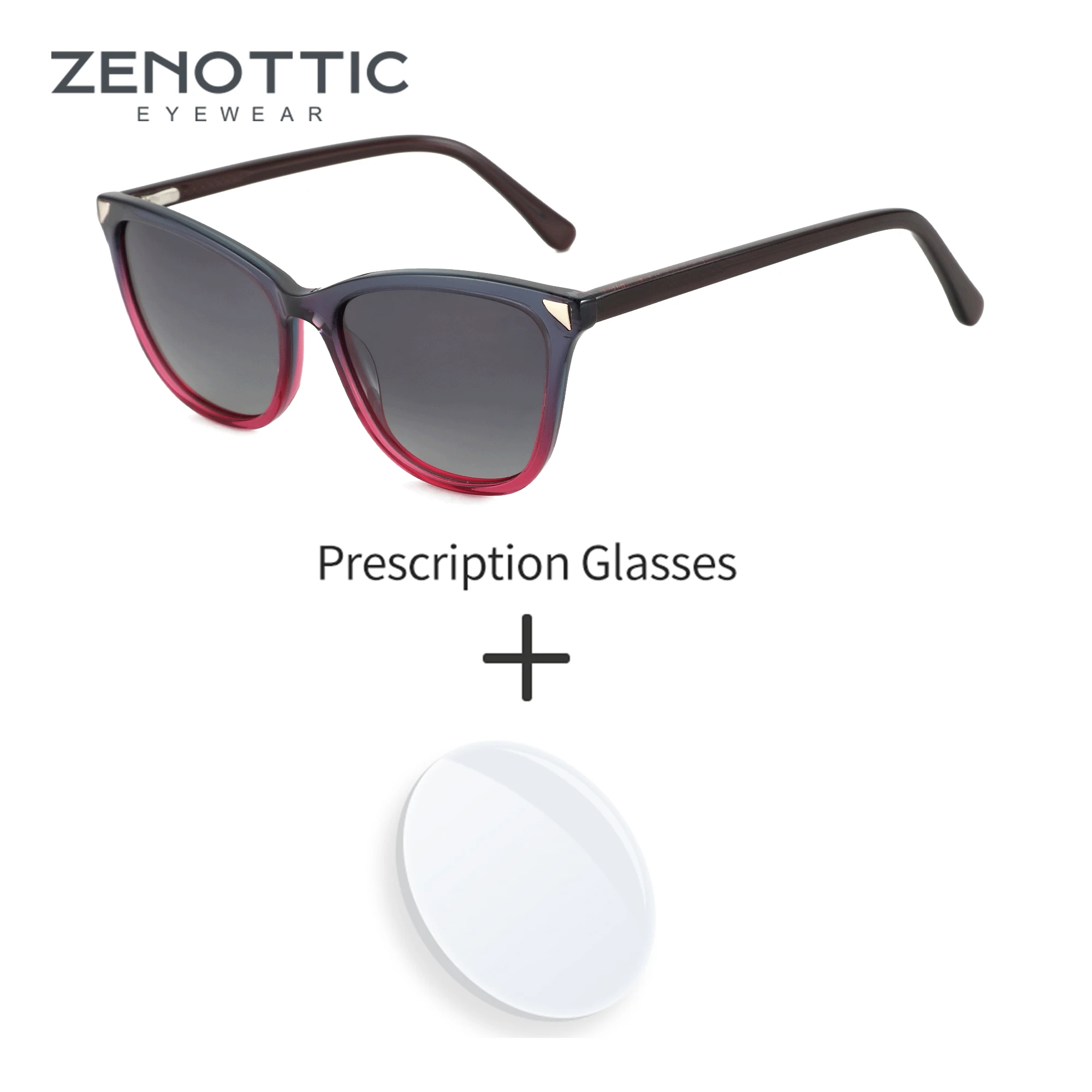 

ZENOTTIC Modish Acetate Butterfly Sunglasses Prescription Women Uv400 Polarized Myopia Sun Glasses