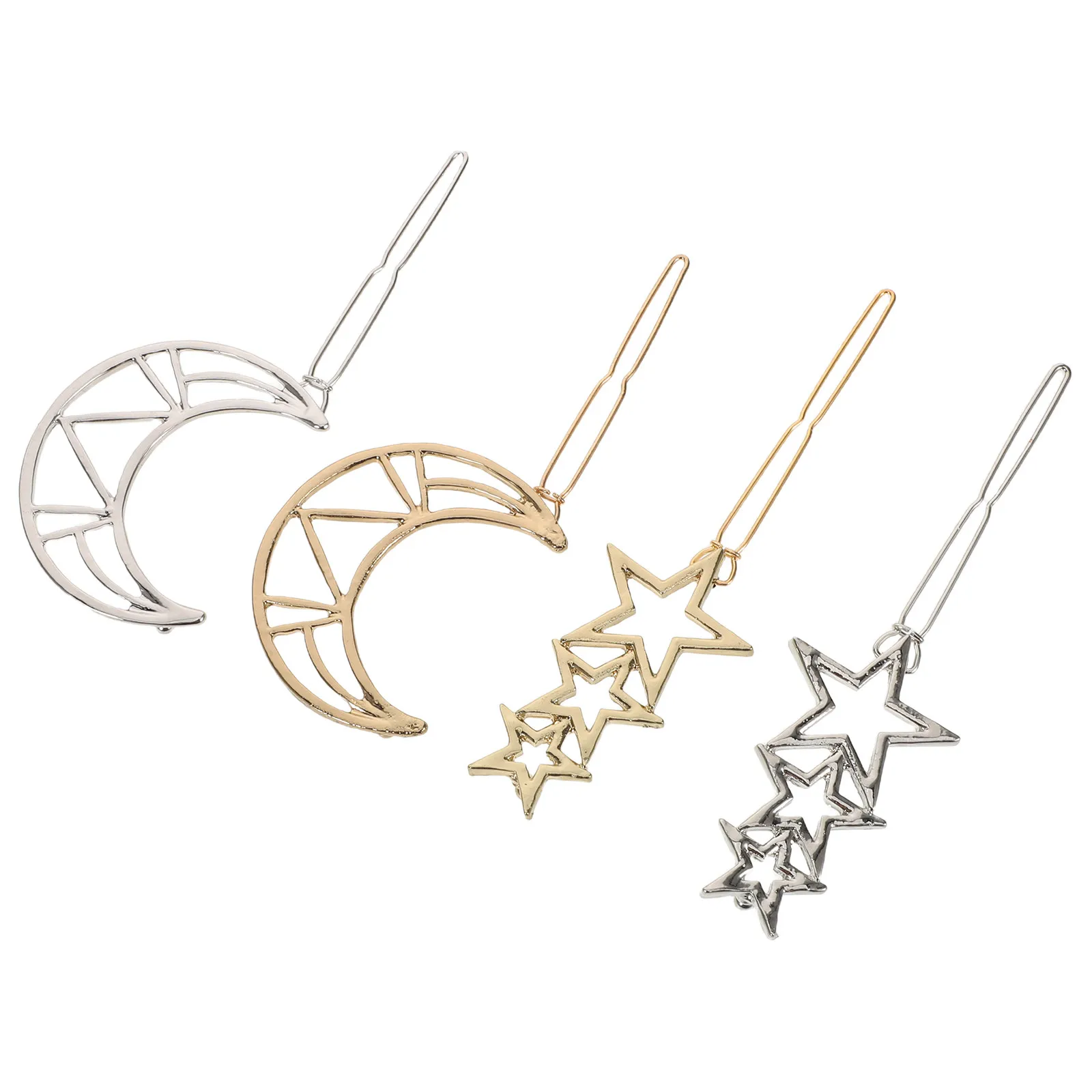 

1Set Hollow Out Star Hair Clips Minimalist Moon Shape Metal Pins Lightweight Comfortable All Day Wear Fashion Hair Accessories