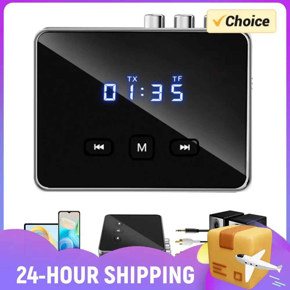 Receptor Transmisor BT 5.4 con RCA 3.5mm AUX y Pantalla, Adaptador de Audio BT para TV/Auto/PC/Estéreo/Altavoces