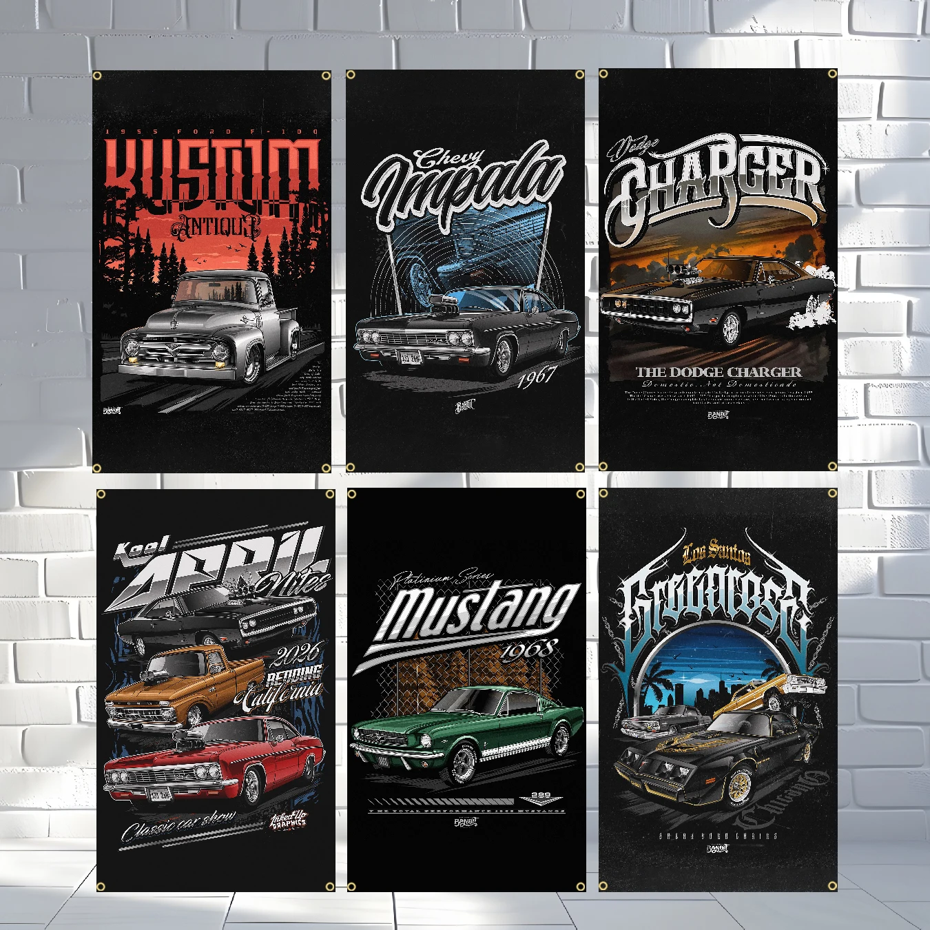 60x90cm 90x150cm Racing Classic Muscle Lowrider Car Flag Polyester Printed Banner For Home Decoration