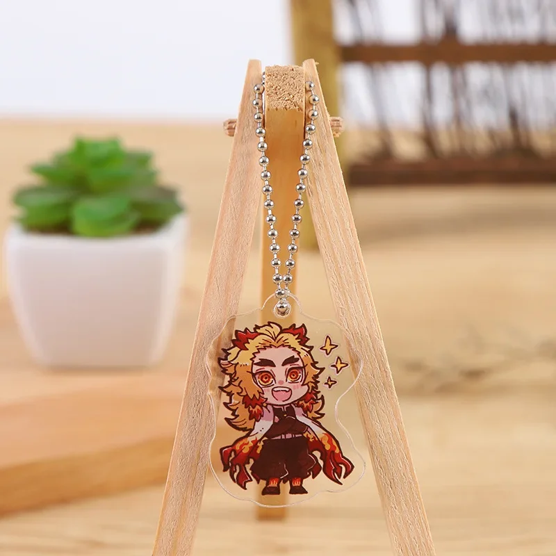 

Hot Anime Demon Slayer Figure Keychain Cute Rengoku Kyoujurou Kanroji Mitsuri Iguro Obanai Acrylic Key Chain Pendant Gift