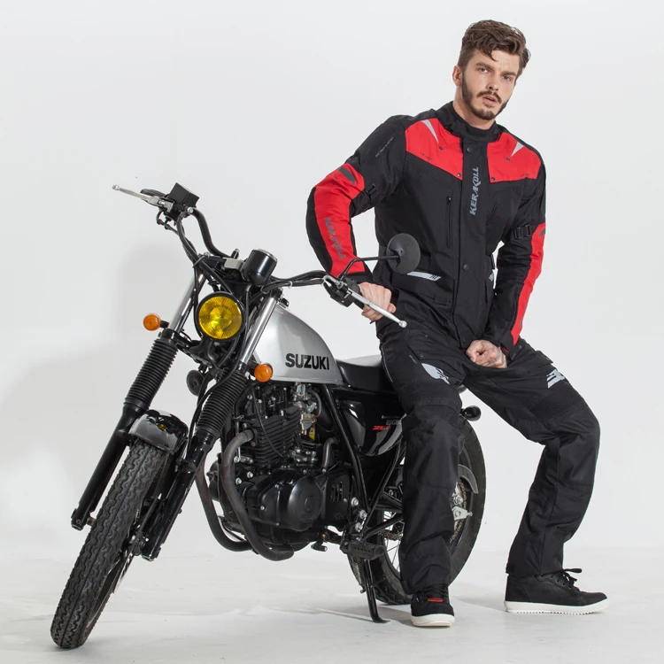 Traje de pantalón y chaqueta de viaje, protectores CE para motocicleta, impermeable