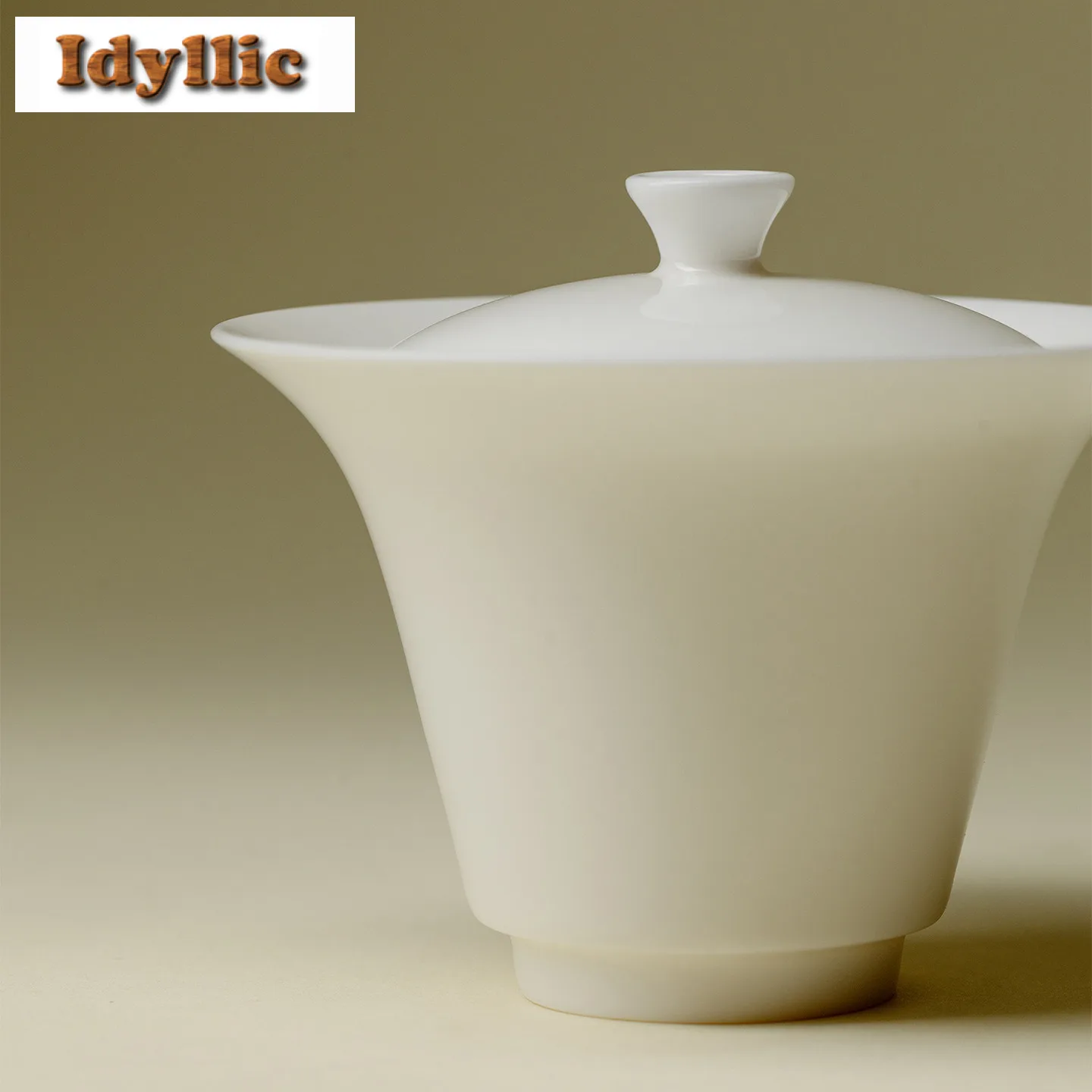 120ml Jade Clay Sweet White Glaze Porcelain Gaiwan Antique Tea Tureen Tea Bowl With Lid Kit Tea Brewing Cover Bowl Tea Services