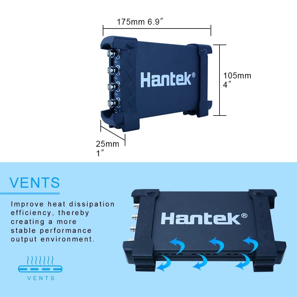 Hantek 4CH Digital Portable scilloscope kit 6254BE 250MHz Bandwidth Automotive Car-detector 1Gsa/s USB PC Osciloscopio