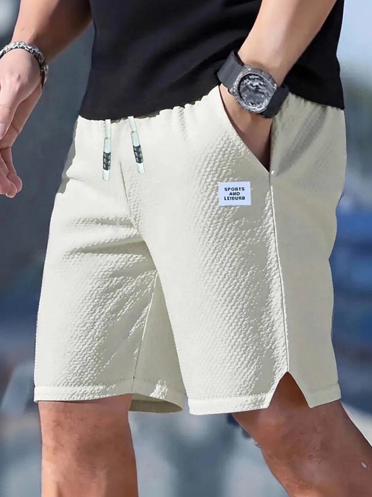 Szorty męskie, spodnie męskie codzienne, szorty plażowe męskie, szorty sportowe męskie, nowa modna teksturowana tkanina, oddychające spodnie, odpowiednie do codziennego noszenia i uprawiania sportu. — zdjęcie 2