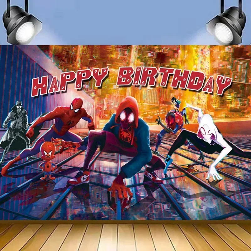 Spidermans Across The Spider-verse Birthday Supplies Decoration Baby Shower Decor Banner Cake Toppers Miles Morales Balloon Set