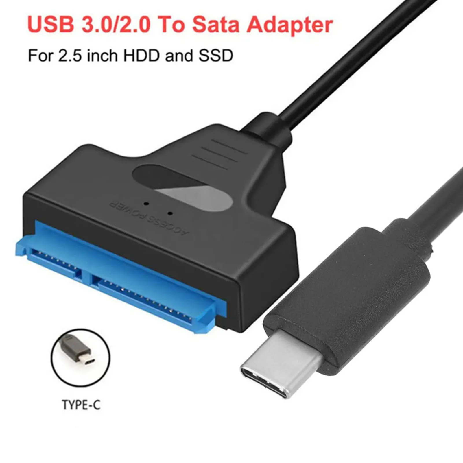 USB 3.1 Type C Adapter Cable Hot Swappable LED Indicators Hard Drive Adapter Cord Support UASP for 2.5 Inch HDD SSD for Tablet