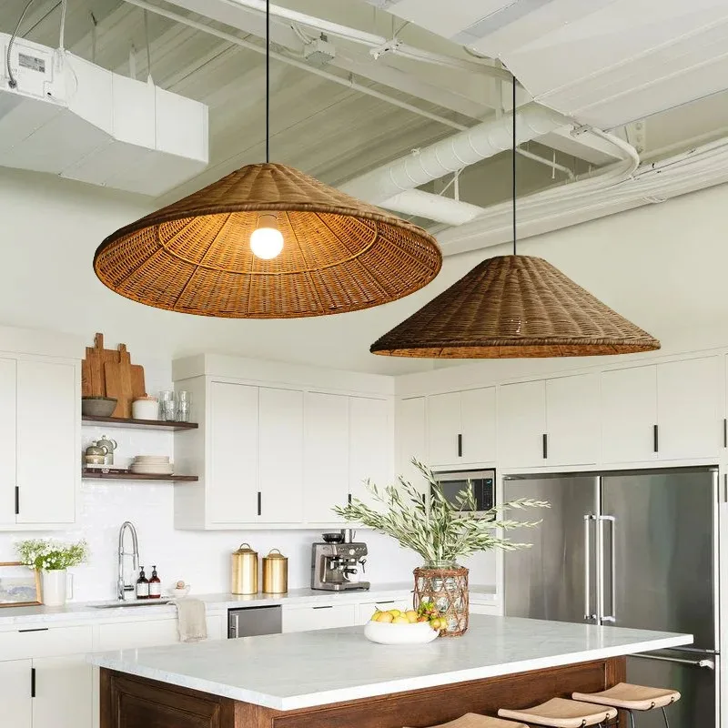 

Chinese Vine Art Restaurant Pendant Ceiling Suspension Retro Tea Room Kitchen Bar Rattan Weaving Light