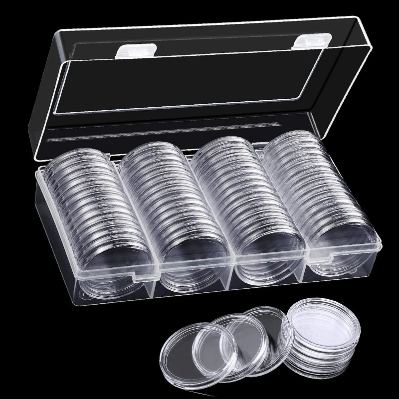 Caja para monedas de 40 Mm, contenedor de almacenamiento con caja organizadora de almacenamiento para suministros de colección de monedas (60 piezas)