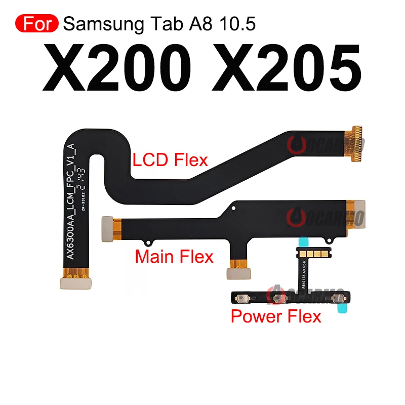 For Samsung Galaxy Tab A8 10.5 X200 SM-X205 LCD Display Connect Main Motherboard Power Volume Buttons Flex Cable Repair Part