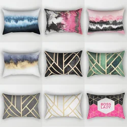 Hot Sale Modern Geometric Boss Lady Pillow Covers High Quality Short Plush Velvet Rectangle  Pillow Cases Room Decor