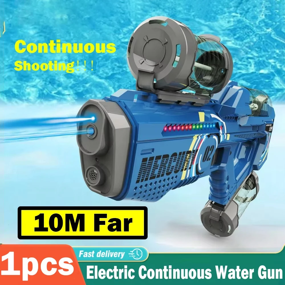 مسدس مياه أوتوماتيكي بالكامل مسدس كهربائي لعبة إطلاق نار مستمرة لعبة شاطئ صيفية للأطفال الأولاد والبنات والكبار هدية عيد الميلاد #1