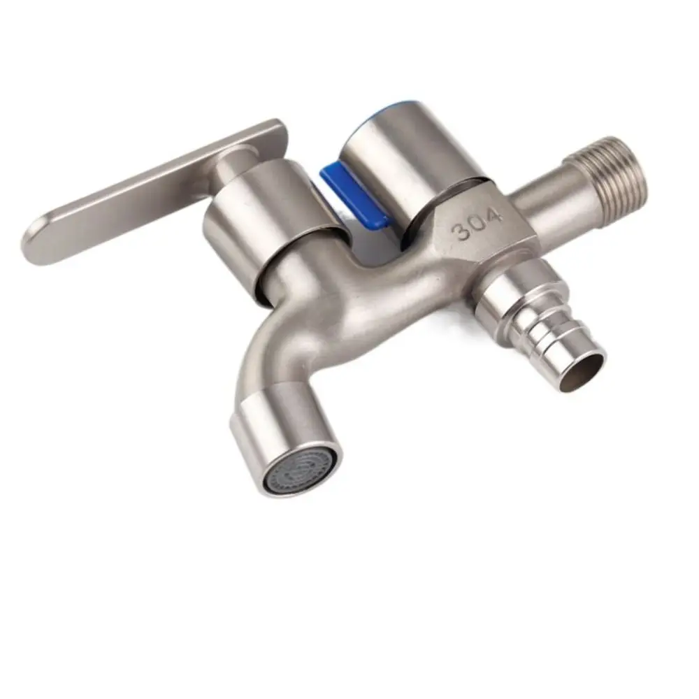 حنفية بمنفذ مياه مزدوج من الفولاذ المقاوم للصدأ ، حنفية حوض ممسحة ، مفتاح مياه ، بيبكوك حديقة خارجي ، 1 في 2