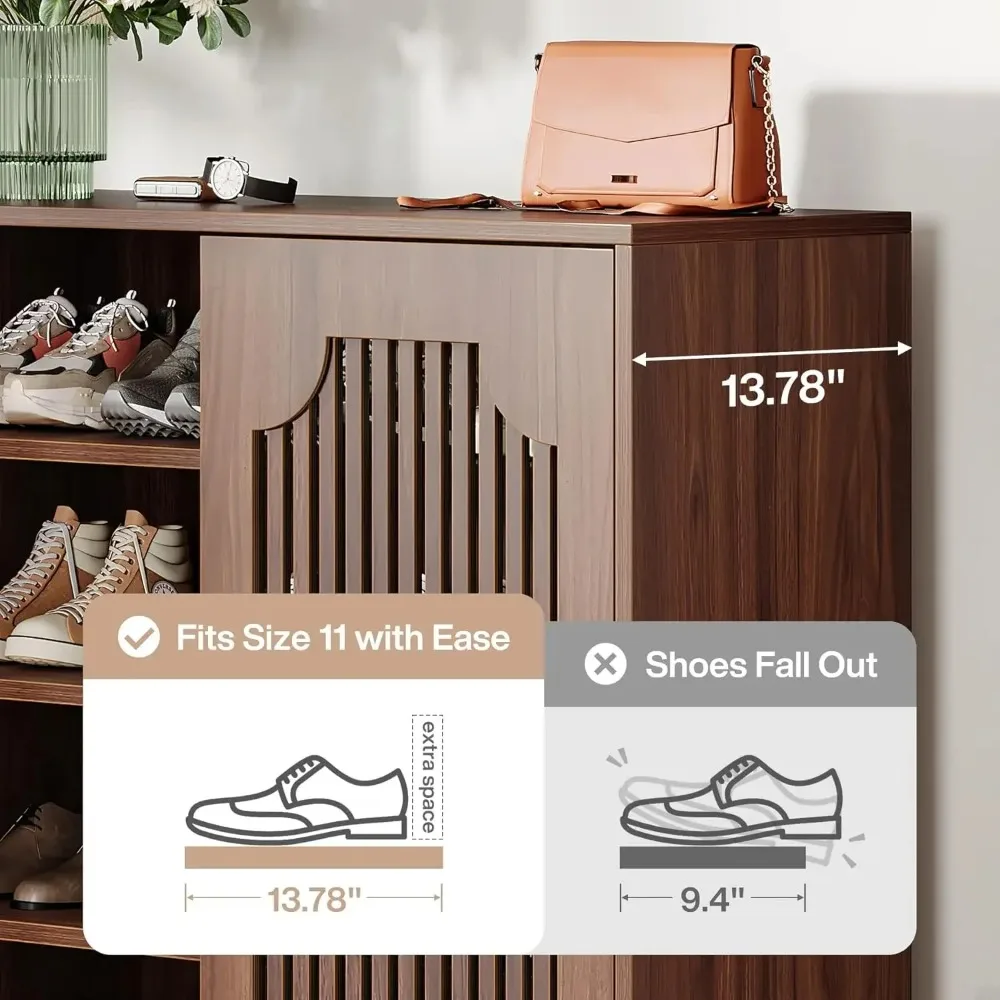 

5-layer Shoe Cabinet with Door, Adjustable Shelves, 20 Pairs of Wooden Shoe Rack Storage