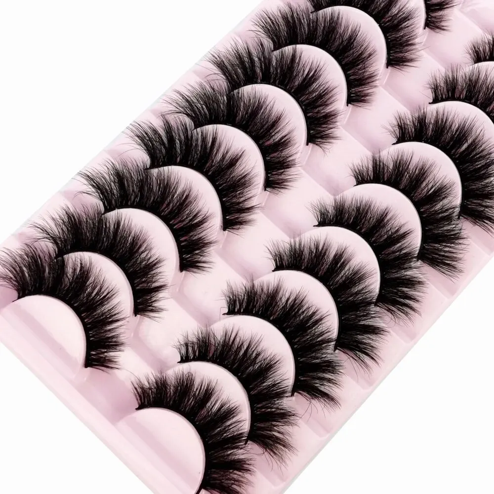 Pestañas postizas de ojo de gato, pestañas de visón falso, extremo alado, pestañas alargadas, suaves, naturales, largas, tiras completas, 10 pares