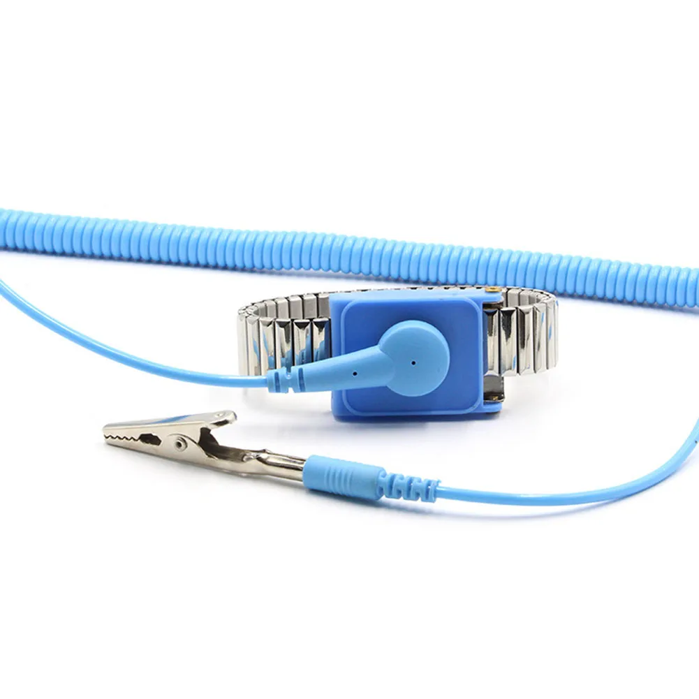 ESD Protection Band Metal Wrist Strap 1M Resistor Stainless Steel Band Conductive Copper Wire Adjustable Antistatic Wristband