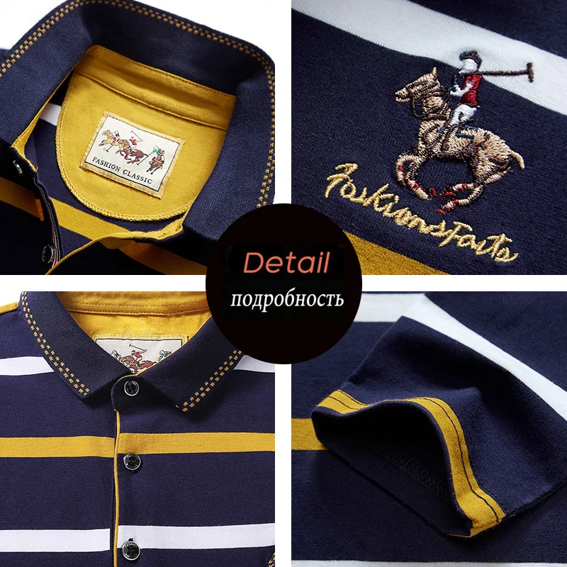 Men Polo Shirt Cotton Embroidery Long Sleeve Spring Stripe Polo Shirt Men Autumn Casual Fashion Polo Shirt Business T-shirts Men