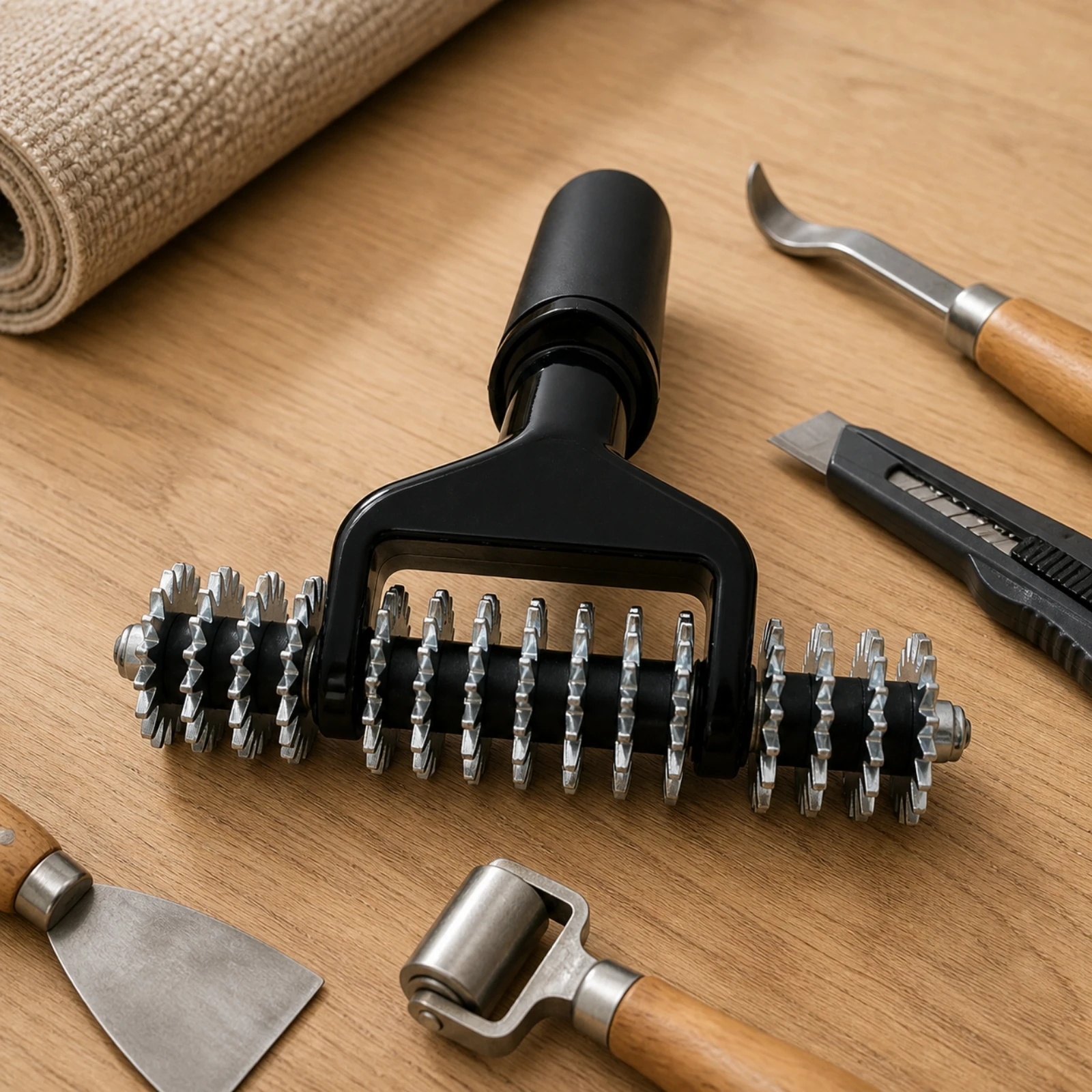 Hand-Operated Carpet Installation Roller Aluminum Frame Carpet Installation Roller with TPR Handle Flooring Tool 6-Inch Flat