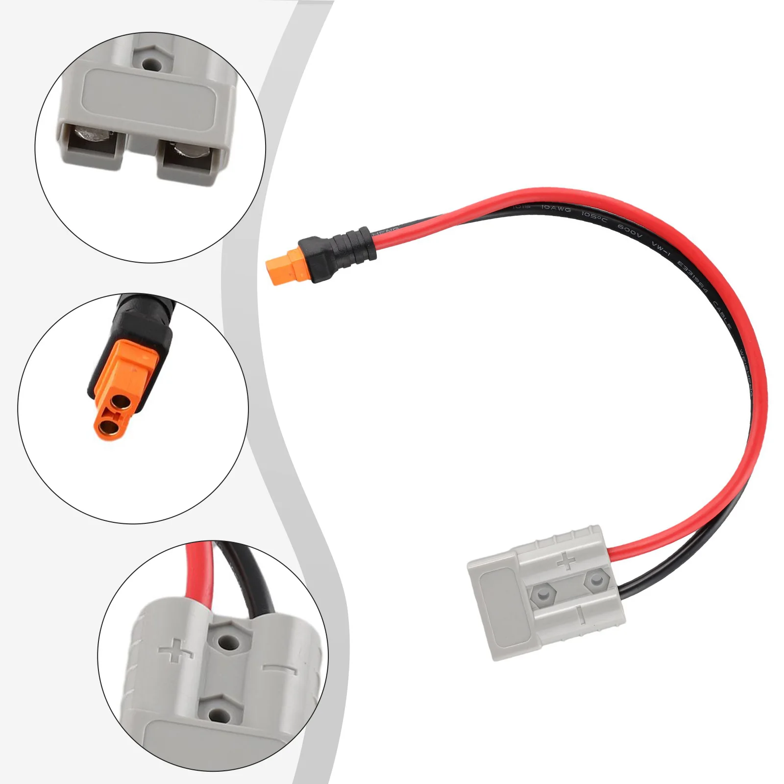50A 10AWG XT60i Adapter Cable for Portable Power Station Solar Charging with FOR and 2 Series System Compatibility