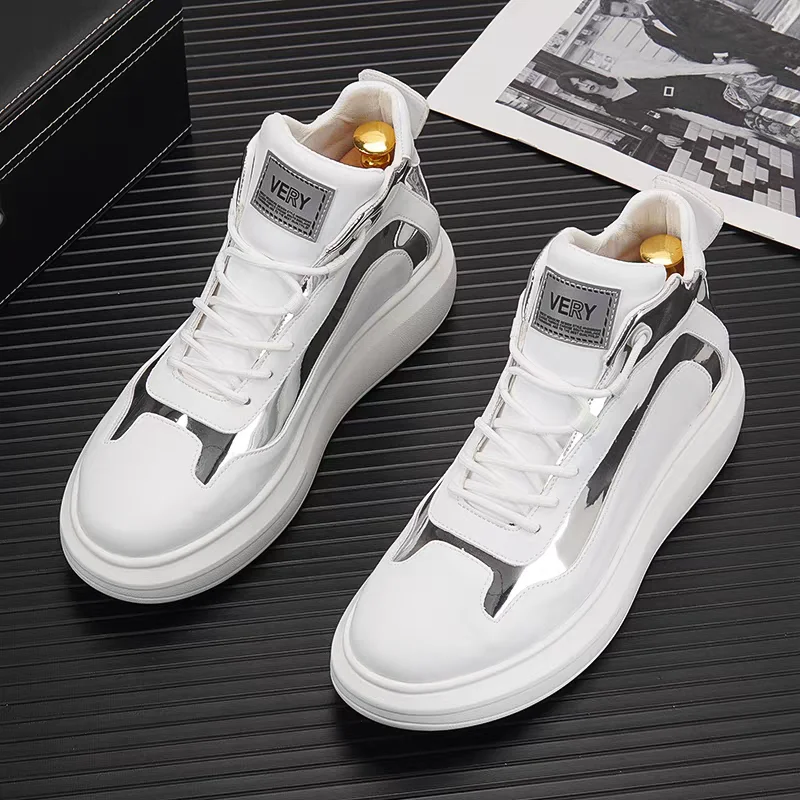 

Luxury men's ankle boots trend sports casual shoes gold high top board shoes youth personality in the personality boot